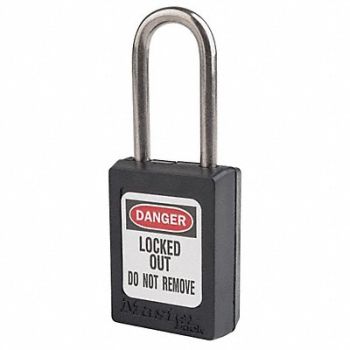 MASTER LOCK Lockout Padlock KA Black 1-13/16 H PK12, 6MCY9