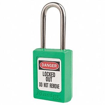 MASTER LOCK Lockout Padlock KA Green 1-13/16 H PK12, 6MCZ1