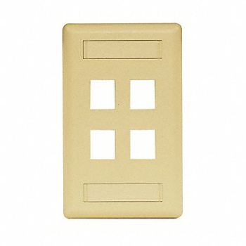 HUBBELL PREMISE WIRING Wall Plate 4 Port, 6MH84