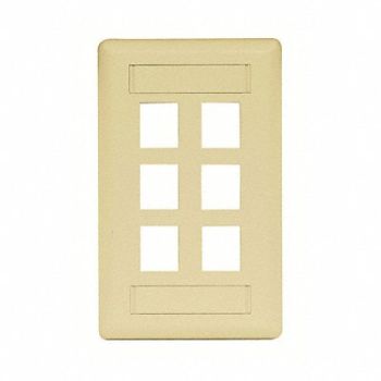 HUBBELL PREMISE WIRING Wall Plate 6 Port, 6MH87