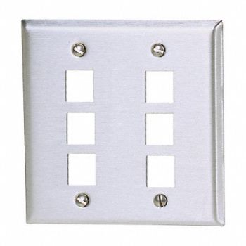 HUBBELL PREMISE WIRING Wall Plate 6 Port, 6MK56