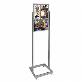 UNITED VISUAL PRODUCTS Sign Holder Pedestal 14x22 Alum Chrome, 6MVE1
