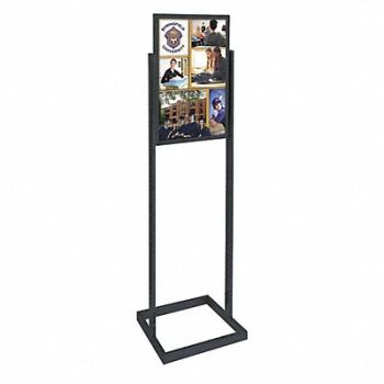 UNITED VISUAL PRODUCTS Sign Holder Pedestal 14x22 Alum Black, 6MVE2