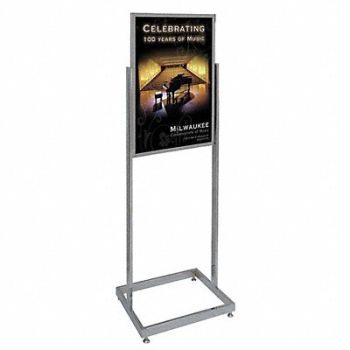 UNITED VISUAL PRODUCTS Sign Holder Pedestal 22x28 Alum Chrome, 6MVE3
