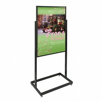 UNITED VISUAL PRODUCTS Sign Holder Pedestal 24x36 Alum Black, 6MVE6