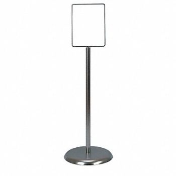UNITED VISUAL PRODUCTS Sign Holder Pedestal 7x11 Metal Chrome, 6MVF0
