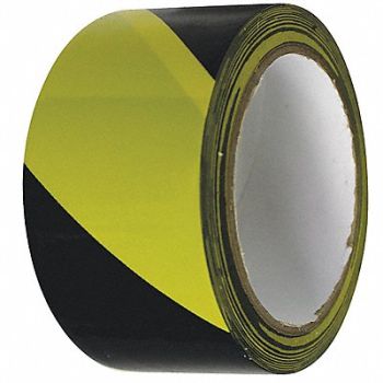 CONDOR Floor Tape Black/Yellow 2 inx54 ft Roll, 6N779