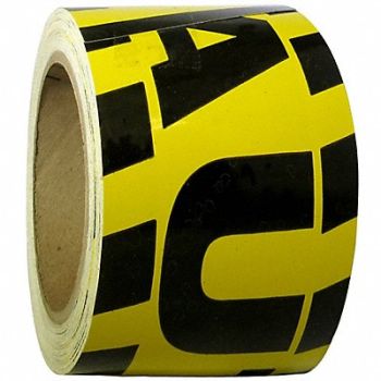 CONDOR Floor Tape Black/Yellow 3 inx60 ft Roll, 6N822