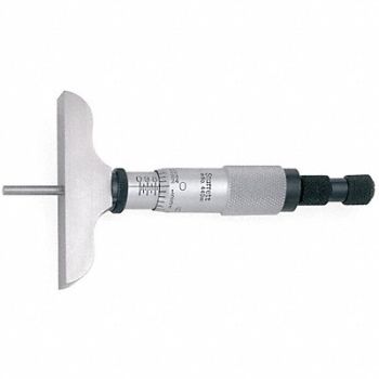 STARRETT Depth Micrometer 0-3 In 2-1/2 Base 3 Rod, 6NAX9