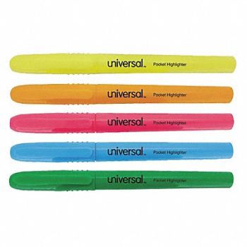 UNIVERSAL Highlighter Pen Chisel Assorted PK5, 6NEC5