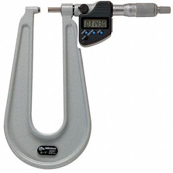 MITUTOYO Digital Micrometer Deep Throat 1 In SPC, 6NPZ1