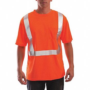TINGLEY Hi-Vis T-Shirt Short Sleeve Orange L, 6NRH4
