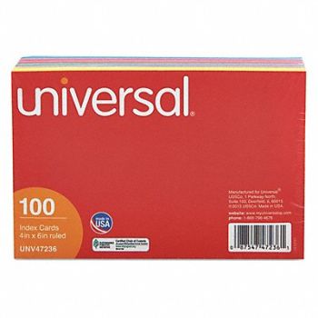 UNIVERSAL Index Cards Ruled 4 x 6 PK100, 6PDV7