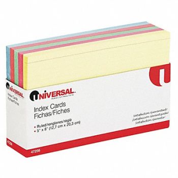 UNIVERSAL Index Cards Ruled 5 x 8 PK100, 6PDV9