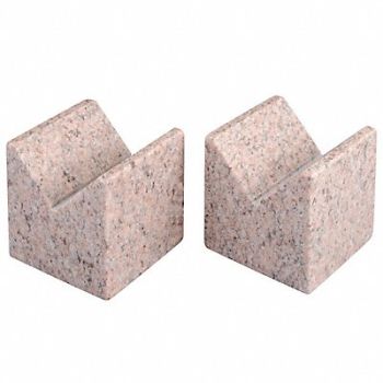 STARRETT Granite V-Blocks Pink 5-Face A 3x3x3 PR, 6RDH2