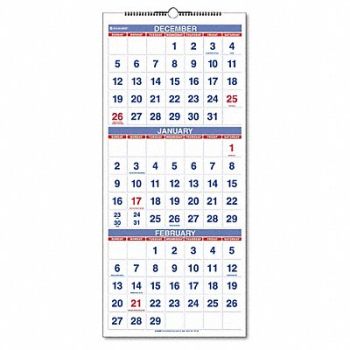 AT-A-GLANCE Wall Calendar 3 Month 12 x 27 In, 6RMP3