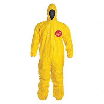DUPONT Hooded Coverall Elastic Yellow 5XL PK4, 29EW16