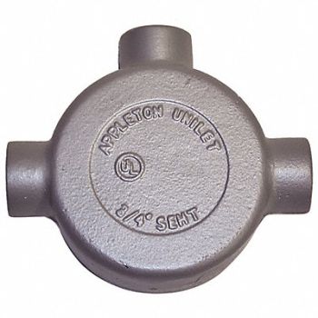APPLETON ELECTRIC Conduit Outlet Body Iron T 3/4 In., 6RUU4