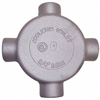 APPLETON ELECTRIC Conduit Outlet Body Iron X 3/4 In., 6RUU6
