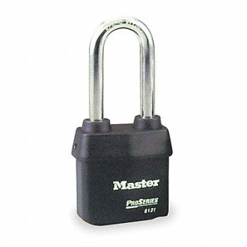 MASTER LOCK Keyed Padlock 7/8 in Rectangle Black, 6T405