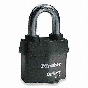 MASTER LOCK Keyed Padlock 7/8 in Rectangle Black, 4EZG1