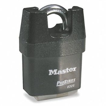 MASTER LOCK Keyed Padlock 7/8 in Rectangle Black, 6T415