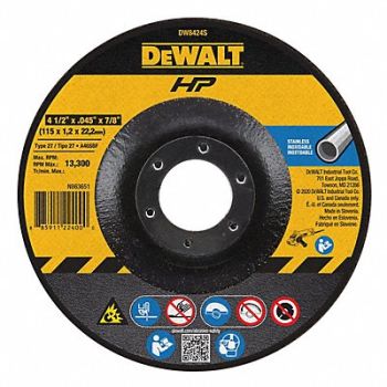 DEWALT Abrsv Cut Whl 4-1/2 Dx0.045In T 7/8In AH, 6TMP5
