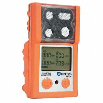 INDUSTRIAL SCIENTIFIC Multi-Gas Detector 4 Gas -4 to 122F LCD, 6UAU9
