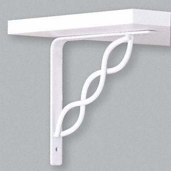 JOHN STERLING 8 IN White Scroll Shelf Bracket, 6UDH1