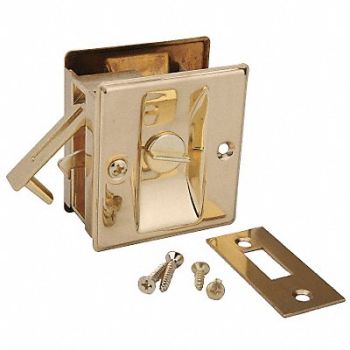 JOHN STERLING Pocket Door Privacy Lock-Bright Brass, 6UDH6