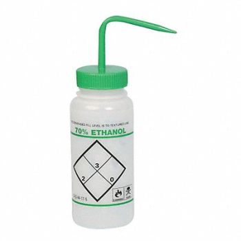 SP SCIENCEWARE Wash Bottle Std 16oz 70% Ethanol Grn PK6, 6UDT6