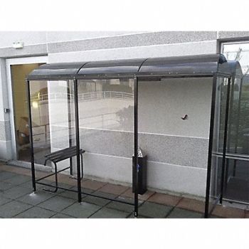 NO BUTTS BIN CO. Frstndng Smkng Shelter 42x95x165in Domed, 6UGA0