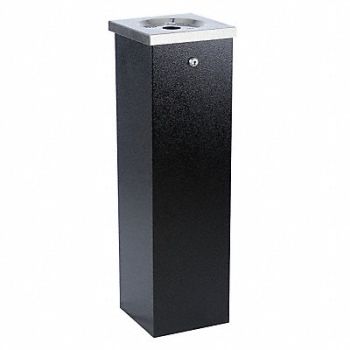 NO BUTTS BIN CO. Cigarette Receptacle 1-3/4 gal Black, 6UGC5