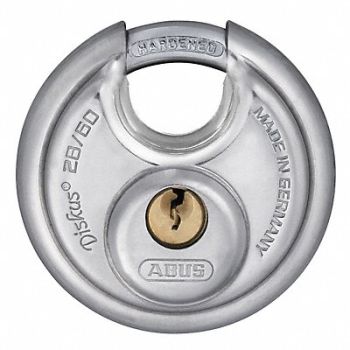 ABUS Keyed Padlock 11/16 in Round Silver, 6WNY5