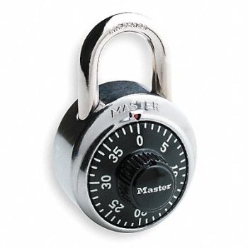 MASTER LOCK Combination Padlock 2 in Round Silver, 3HWJ5
