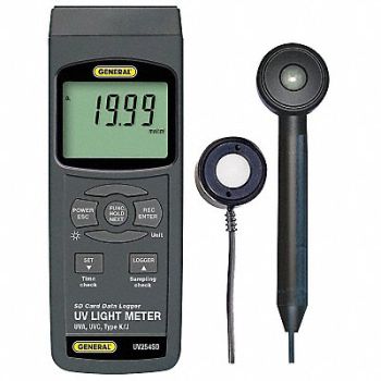 GENERAL UVA UVC Meter w/Datalogging SD Card, 6XAJ6