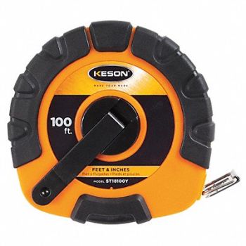 KESON Long Tape Measure 3/8 In x 100 ft Orange, 6XGP9