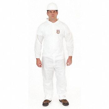 INTERNATIONAL ENVIROGUARD Collared Coverall Open White M PK25, 6XMH7