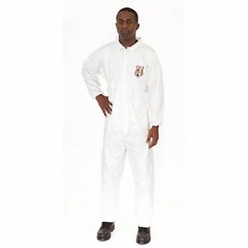 INTERNATIONAL ENVIROGUARD Collared Coverall Elastic White 4XL PK25, 6XMJ8