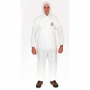 INTERNATIONAL ENVIROGUARD Hooded Coverall Elastic White M PK25, 6XMJ9