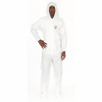 INTERNATIONAL ENVIROGUARD Hooded Coverall w/Boots White 4XL PK25, 6XML0