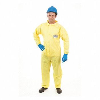 INTERNATIONAL ENVIROGUARD D8412 Collared Coverall Open Yellow 4XL PK12, 6XMP9