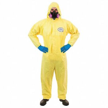 INTERNATIONAL ENVIROGUARD D8417 Hooded Coverall Elastic Yellow 4XL PK12, 6XMT1