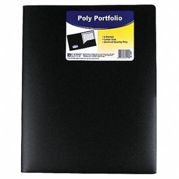 C-LINE PRODUCTS Poly Portfolio Folder Black PK25, 6XUX9