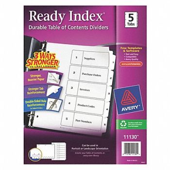 AVERY Binder Divider Preprinted Tabs White, 6XVX0