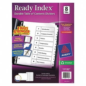 AVERY Binder Divider Preprinted Tabs White, 6XVX1