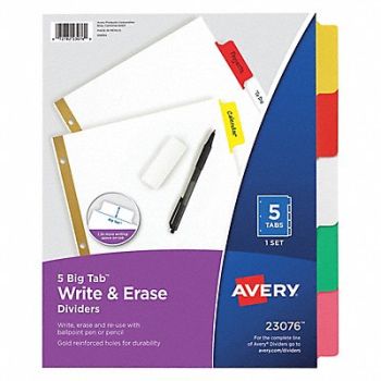 AVERY Binder Divider Write-On Tabs Multicolor, 6XVX5