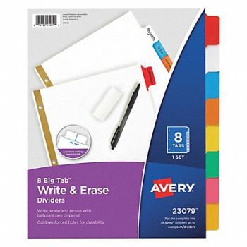AVERY Binder Divider Write-On Tabs Multicolor, 6XVX7