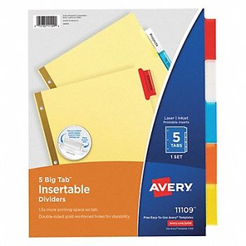 AVERY Binder Divider Insertable Multicolor, 6XVX8
