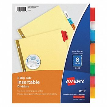 AVERY Binder Divider Insertable Multicolor, 6XVY0